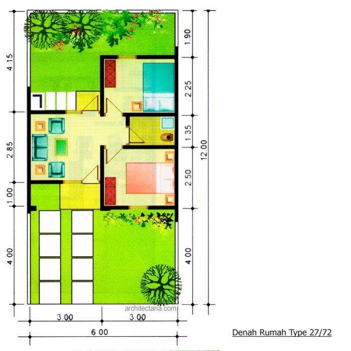 Desain rumah subsidi type 27 60